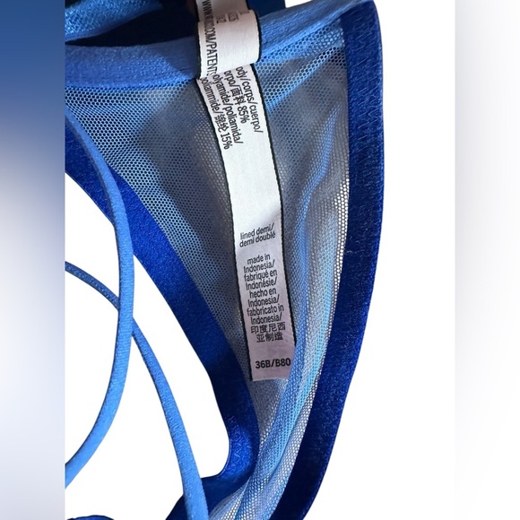 Victoria’s Secret Lace Demi Bra Blue Floral Mesh Size 36B - Picture 7 of 11